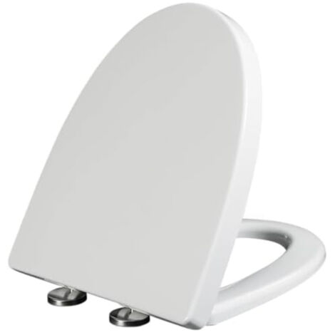 Union – Abattant WC allongé en V – Couvercle à fermeture douce – Installation facile – Polypropylène blanc – Compatible toilettes ovales (1/5)