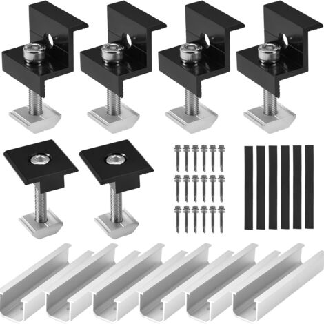 Kit de support de panneau solaire 35 mm - Rails de montage - Toit plat/bornes centrales - Rail de fixation PV - Accessoires pour toit, centrale de balcon, installation PV - Kit de fixation pour (1/5)