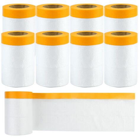Roleader – Film de masquage adhésif 55cm x 20m – Lot de 8 rouleaux – Résistant à l'eau et à l'huile – Protection peinture efficace
