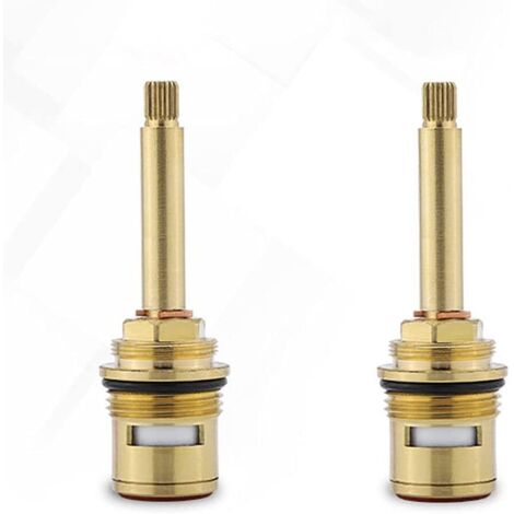 Cartouche de robinet quart de tour en laiton et céramique – Couleur rouge et bleu – Filetage BSP 3/4" – Hauteur 85mm – 20 dents
