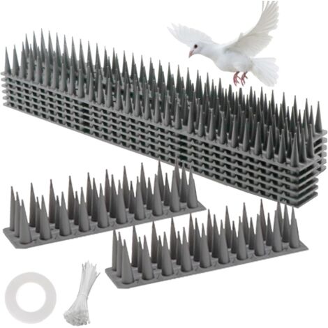 Lot de 12 pigeons de 5,2 m en plastique - Protection contre les oiseaux - Pour balcon, chat, moineaux et rebord de fenêtre - Gris