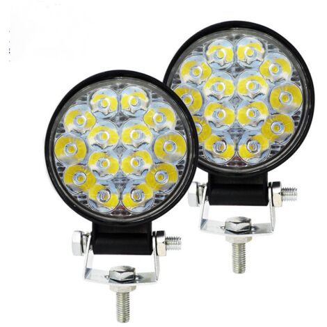 Pcs rond phare de travail led , 3.2 pouces mini 42W 12V 24V lampe de travail led, 48W Phares Longue Portee Led Moto,projecteurs lumière feux de travail pour offroad Voiture camions SUV 4x4 tracteur ,  (1/5)