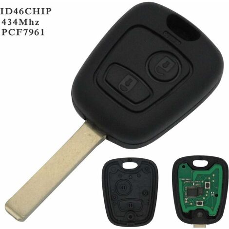 Clé complète électronique à programmer PLIP pour Peugeot 107 207 307 407 106 206 306 406 – Compatible Citroën C1 C2 C3 C4 C5 C6 C8 – Électronique vierge (1/5)