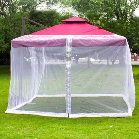 Moustiquaire rectangulaire pour parasol 300 x 300 x 230 cm – Protection contre les insectes – Installation rapide avec clips et fermeture éclair – Adaptée aux parapluies jusqu'à 2,7 m (1/5)