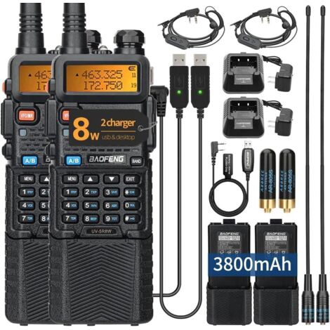 Talkie-walkie UV-5R 8W – Portée jusqu'à 5 miles – Batterie 3800mAh – 128 canaux – Câble de programmation inclus (1/5)