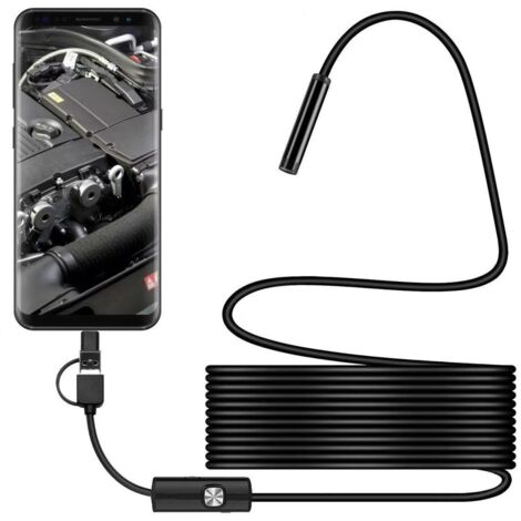 Caméra d'inspection 1920P HD – Étanchéité IP67 – Câble semi-rigide 5m avec 8 lumières LED – Compatible iOS et Android
