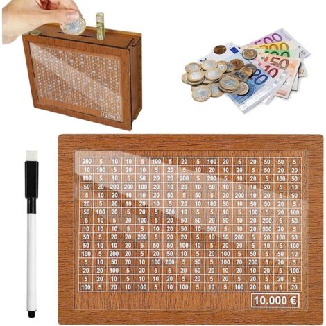 Tirelire en bois avec compteur numérique – Réutilisable avec stylo effaçable – Objectif d'économie pour adultes et enfants – Cadeau parfait (1/5)