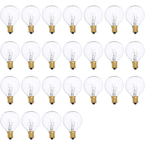 Lot de 25 ampoules G40 de rechange en tungstène G40 7 W 220-240 V clair globe ampoule E12 douille ampoules pour intérieur extérieur patio décor maison mariage décoration (1/5)