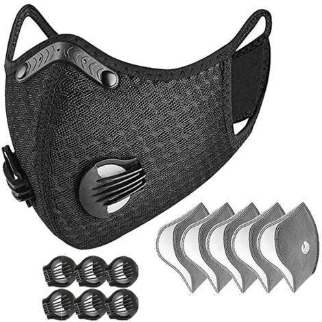 Masque 6 couches avec valve, 6 filtres, respirateur de chantier réutilisable (1/5)
