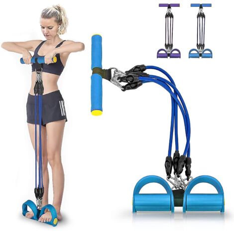 Crea – Bande de résistance à pédale – Corde de traction élastique en latex naturel – Pédales en mousse souple – Pour bras, jambes et taille
