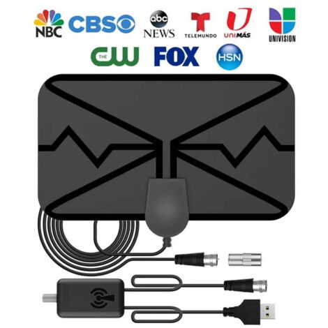 Crea – Antenne TV numérique d'intérieur 4K – Amplificateur intégré 25 dB – Portée 360° – Compatible 720p/1080p – Câble coaxial 3m (1/5)