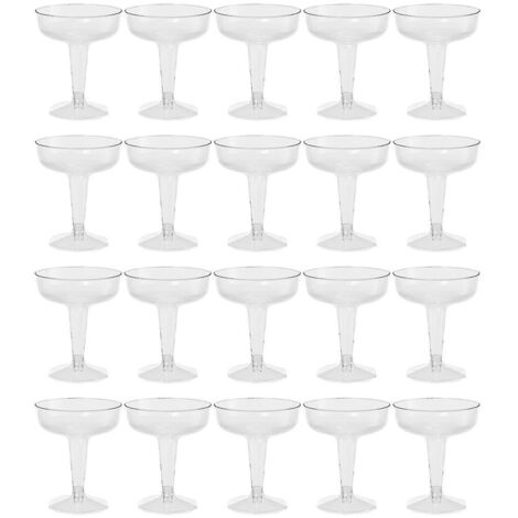 Crea – Lot de 20 flûtes à champagne en plastique transparent – Design élégant pour fêtes – Réutilisables et faciles à nettoyer (1/5)