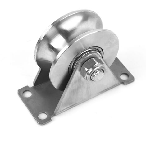 CREA Groove Wheel Poulie Bloc de poulie en acier inoxydable Bloc de poulie simple super silencieux pour portail coulissant et câble métallique Roulement duplex amovible avec support