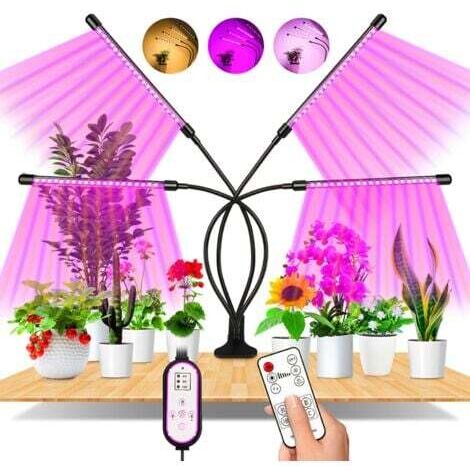 Lampe de Plante, 80 LEDs Lampe de Croissance à 360Ḟ Éclairage Horticole Avec, Lampe Pour Plante 4 Têtes Lampe Croissance Spectre Complet Avec Chronométrage AUTO - ON / OFF 4H / 8H / 12H
