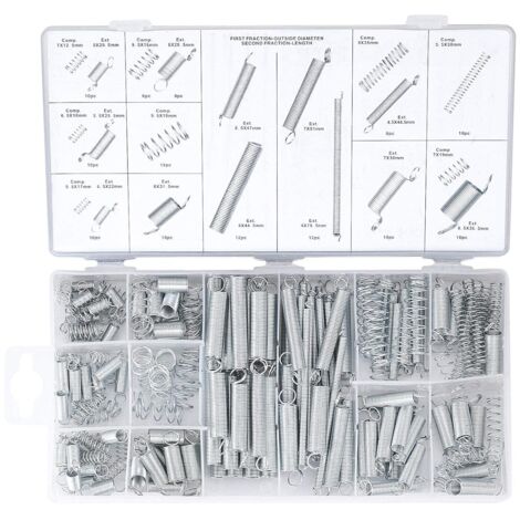 Crea – Kit combiné de ressorts 200 pièces – Ressorts de tension et de compression en acier inoxydable – 8 tailles pour applications variées (1/5)