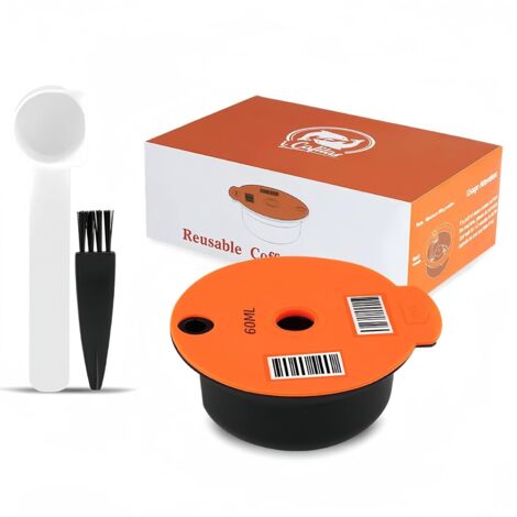Capsules de café réutilisables pour Tassimo, dosettes filtrantes rechargeables de 60 ml pour machine Bosch, avec couvercle en silicone, filtre à café, 1 cuillère et 1 pinceau