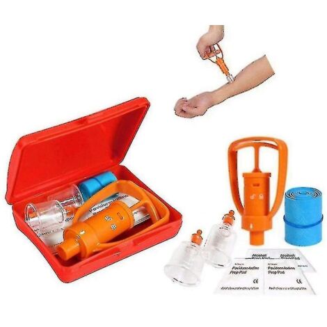 Crea – Kit d'extraction de venin – Pompe à vide réutilisable – 2 ventouses pour aspiration efficace – Trousse de secours compacte