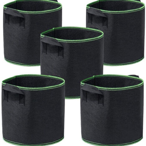 Crea – Lot de 5 sacs de culture 5 gallons – Tissu non tissé 300 g – Ventilés avec poignées – Pour tomates, pommes de terre et légumes (1/5)