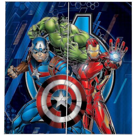 Crea – Rideau occultant enfant Avengers 3D Captain America Iron Man – Tissu microfibre noir – Dimensions 150x170 cm – Lavable en machine