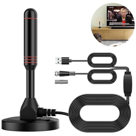 Crea – Antenne terrestre intérieure HDtv avec amplificateur – Gain 25 dBi – Longueur câble 1,5 m – Portée jusqu'à 120 miles