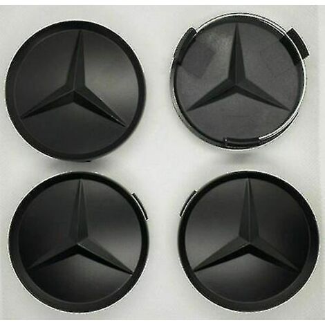 Crea – Enjoliveurs Mercedes 75mm – Lot de 4 – ABS noir mat – Remplacement pour badges de roues – Améliorez l'apparence de votre véhicule