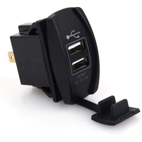 5V 3.1A Adaptateur Chargeur USB 2 Ports Universel Rapide Prise USB Moto DC 12V-24V Bleu LED pour Voiture, Moto Bateau (1/5)