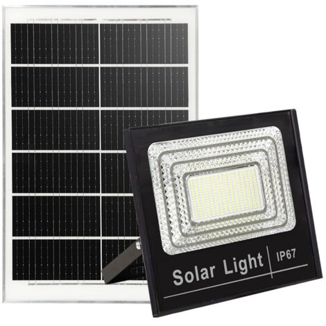 Crea – Projecteur solaire LED 200 W – Indice IP65 étanche – Télécommande – Minuterie – Silicium polycristallin – ABS haute dureté (1/3)