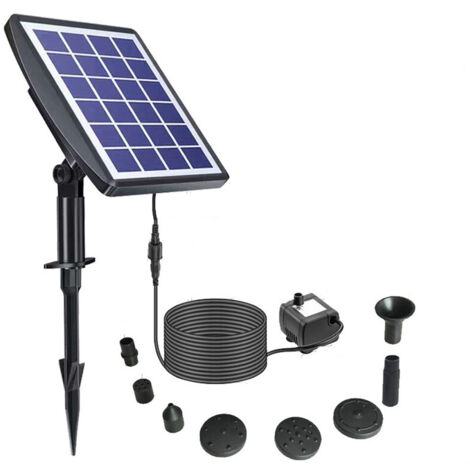 Pompe à eau solaire sans balais pour bassin, idéale pour les fontaines, avec panneau solaire 9V 2,5W offrant un débit de 200L / H