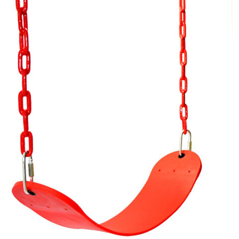 Siège de balançoire supportant 660 lb avec chaîne antirouille de 120 cm, balançoire d'arbre pour aire de jeux extérieure (rouge) (1/5)
