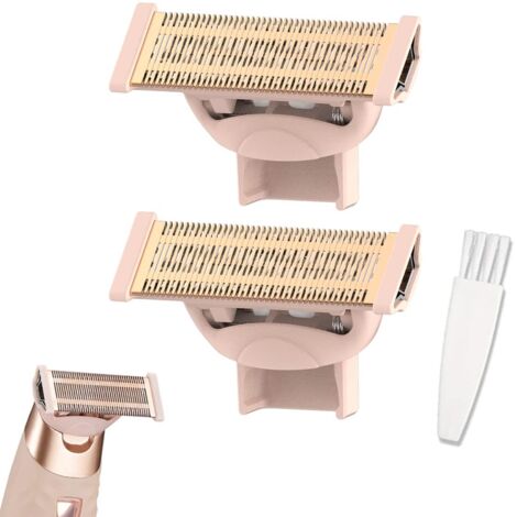 Lot de 2 têtes de rasage de rechange pour le corps, compatibles avec les lames de rasoir Finish Touch Flawless Nu, avec brosse de nettoyage, or rose