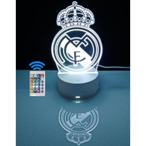 Lampe de chevet décorative Armoiries de Madrid Lampe de table tactile football illusion d'optique 3d pour cadeau 16 couleurs d'éclairage et télécommande (Madrid) (1/5)