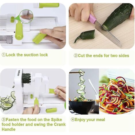 Spiraliseur Légumes 4 En 1 Dreamhigh – Manuel Avec Récipient, Sans BPA – Spaghetti Courgettes, Carottes, Pommes De Terre