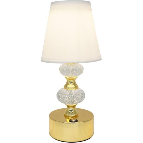 Crea – Lampe de chevet tactile dimmable 3W 3000K-6000K – Abat-jour en tissu or – Base antidérapante – Batterie 2000mAh (1/5)