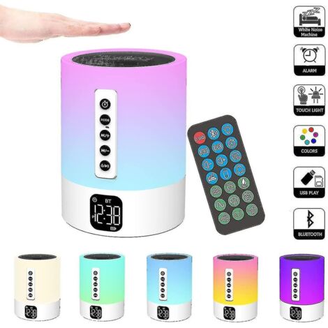 Night Light Bluetooth Speaker, White Noise Machine, Touch Bedside Lamp With Alarm Clock Bluetooth Speaker, Dimmable Multi-color Changing Bedroom Table (1/5)