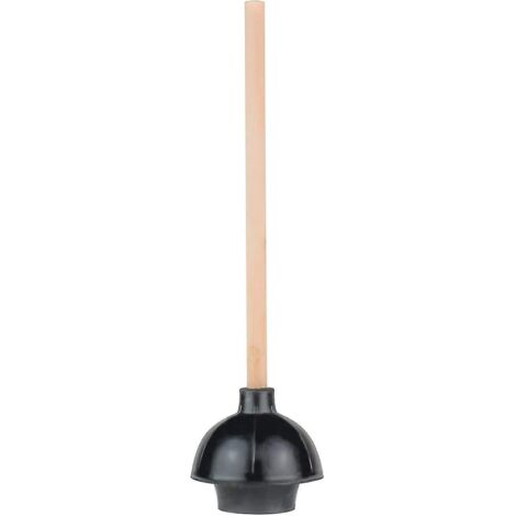 Déboucheur de toilette en caoutchouc, tasse à double force de poussée, robuste, de qualité commerciale avec manche en bois (1/5)