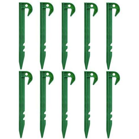Lot de 10 piquets en plastique pour fixation du filet de l'ombre de la pelouse du jardin à terre. (1/5)