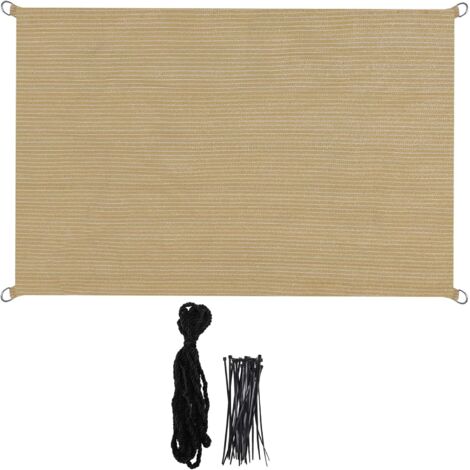 Voile d'ombrage 3x3m Rectangulaire Imperméable à l'eau PES Toile d'ombrage blanc cassé avec 95% de Protection UV pour Patio Extérieur Jardin (1/5)