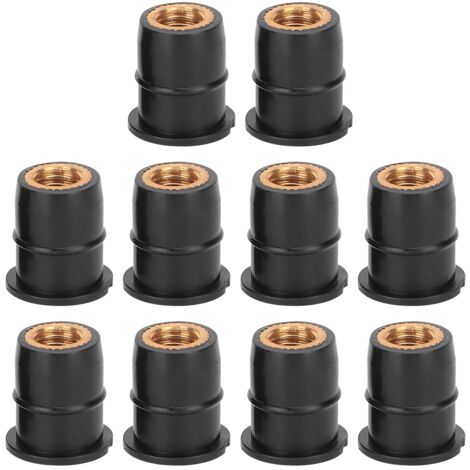 10 pièces bien écrou M6x0.8mm caoutchouc captif laiton pour moto ATV pare-brise corps (1/5)