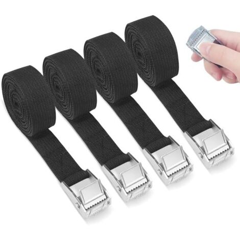 Sangles d'arrimage 3M 4 pièces – Sangle à cliquet 3m x 25mm – Boucles en alliage de zinc – Charge maximale sécurisée pour voiture et bagages (1/5)