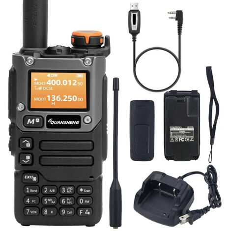 Talkie-walkie 5W – 200 canaux – Charge USB Type C – Réception 3 fréquences – Lampe torche intégrée – VOX – Autonomie 1600mAh