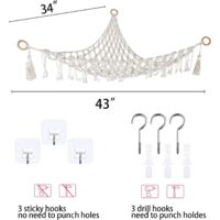 Hamac D'Angle Peluches Avec Lumière LED – Rangement Jouets Décoratif Chambre Enfant Fille Garçon – 130 Cm