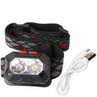 Lampe frontale LED puissante, réglable, 3 modes, avec câble USB, idéale pour la pêche, le