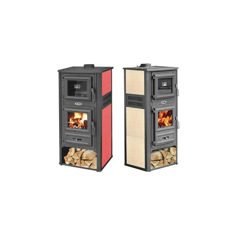 Stufa a Legna in Acciaio e Ghisa con Forno K-Line Kalorosa Rossa 12,1 KW