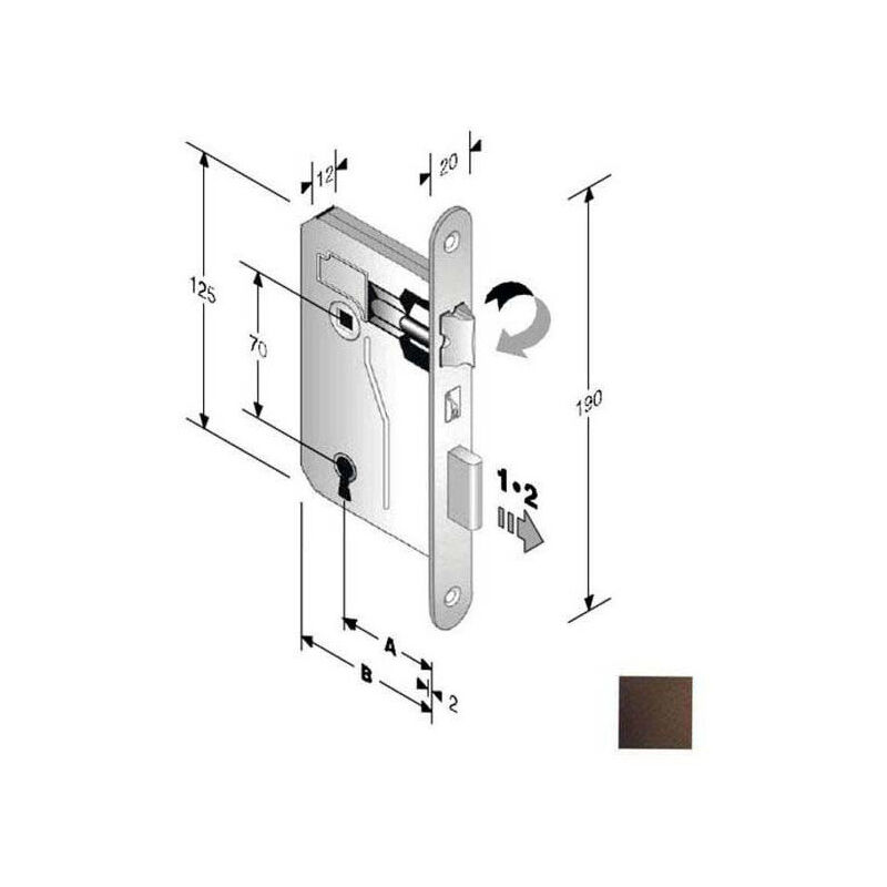 Serratura Patent Mm 8X70 E25 Bt Bronzata Gb