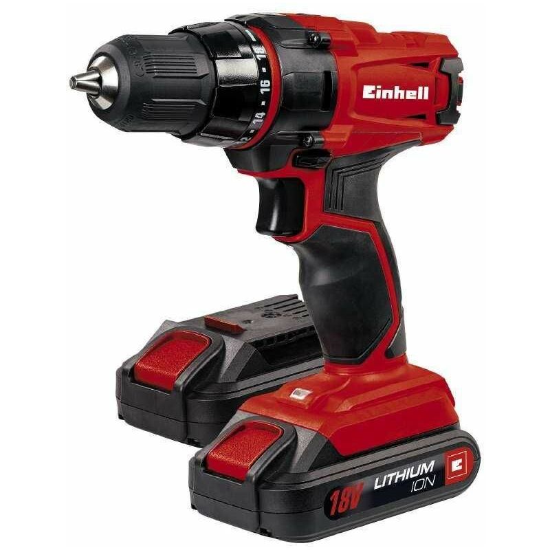 EINHELL TE-CD 18/2 Li Kit (2x1,5 Ah) - Trapano avvitatore a batteria 18V  1,5Ah in valigetta (con 2 batterie e caricabatteria)