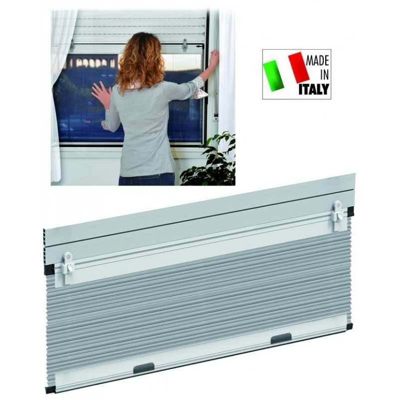 Zanzariera avvolgibile MEDAL plissettata con aggancio a tapparella UP per  finestra L 100 x H 160 cm grigio / argento