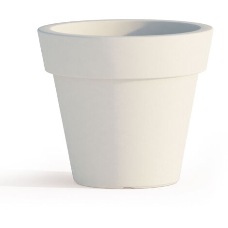 Vaso moderno di design Ø50 H44 in polimero bianco resistente per interno ed esterno - Made in Italy - Monacis (1/10)