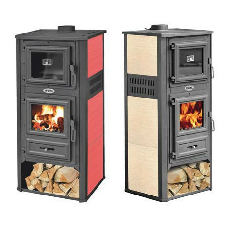 Stufa a Legna in Acciaio e Ghisa con Forno K-Line Kalorosa Rossa 12,1 KW