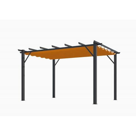 Pergola da giardino in alluminio 400x300 cm con telo scorrevole color ruggine – tettoia autoportante design moderno – PER4030GR Foresta (1/5)