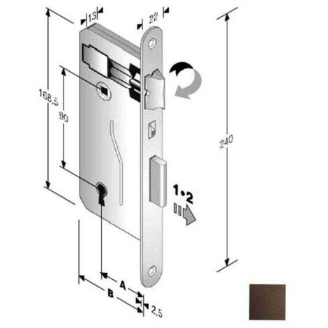 Serratura Patent Mm 8X90 E30 Bt Bronzata Gb